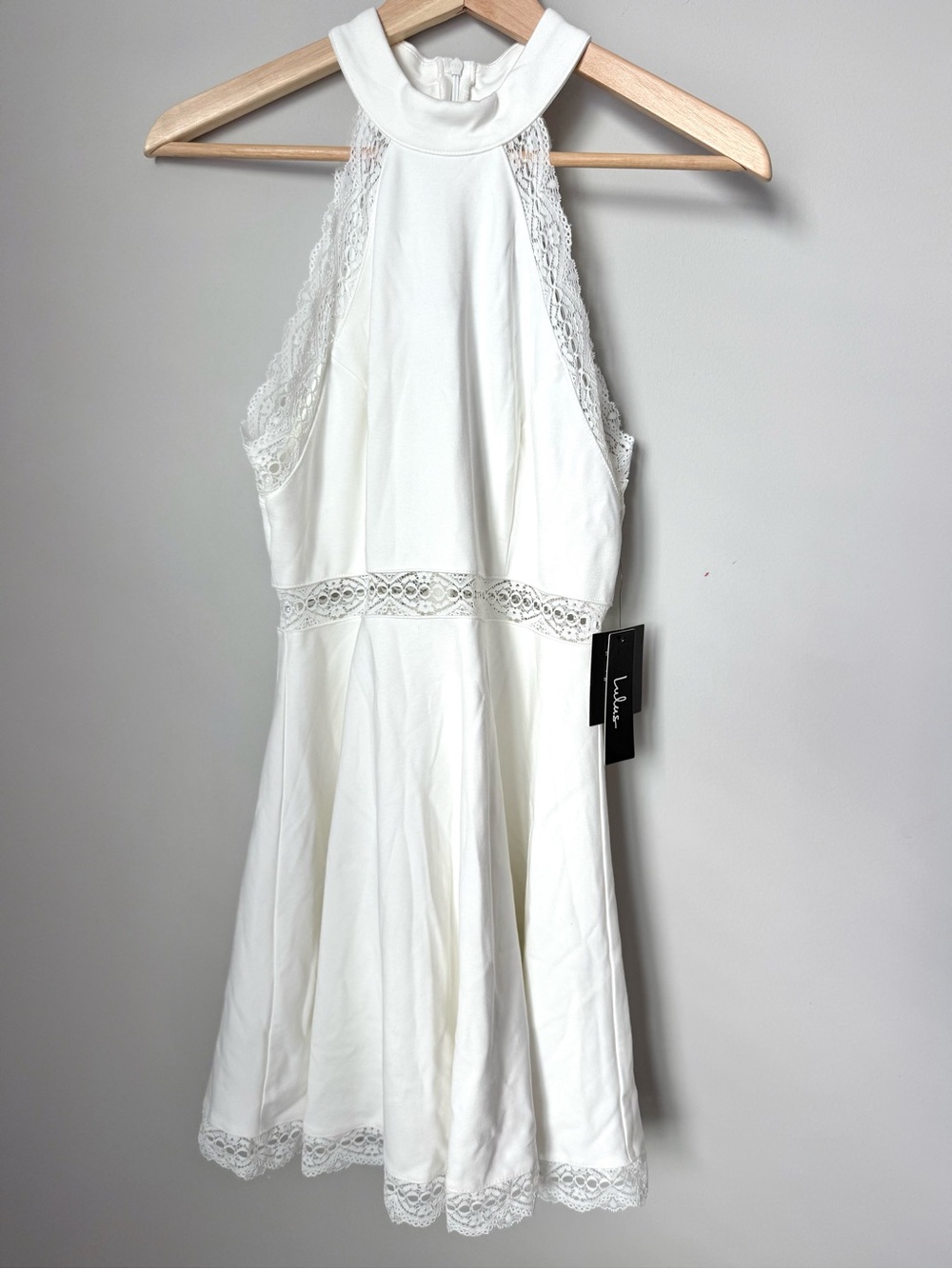 NWT Lulus Reach Out My Hand White Lace Skater A-line Mini Dress Bridal